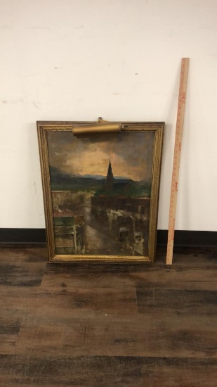 FRAMED PAINTING OF TOWN