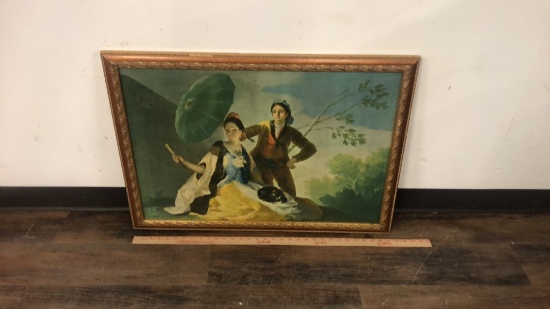 PRINT  OF TWO CHILDREN AND A DOG