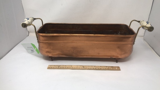 LARGE FOOTED DOUBLE HANDLED COPPER DISH