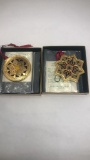 2 REED & BARTON STAINED GLASS ORNAMENTS