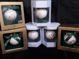 6 WEDGWOOD ORNAMENTS 1-6 OF 12 DAYS OF CHRISTMAS.