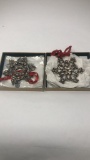 2 REED & BARTON SILVERPLATE ANTIQUE SNOWFLAKES