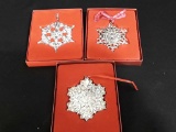 3 LENOX SNOWLFAKE ORNAMENTS