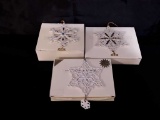 3 LENOX ANNUAL SNOWFLAKE ORNAMENTS