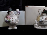 2 LENOX ANNUAL SNOWMAN ORNAMENTS.