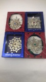 4 REED & BARTON JEWELED STAR ORNAMENTS.