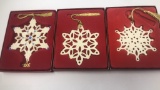 3 LENOX SNOWFLAKE ORNAMENTS.