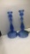 PAIR OF BLUE GLASS CANDLE HOLDER
