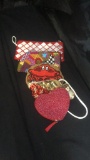 5 RED BEADED PURSES
