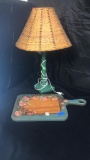 GREEN LAMPS WITH STRAWBERRY CUTTING BOARD