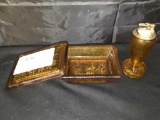 LE SMITH SET CANDY DISH WITH LID AND TABLE LIGHTER
