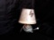 VAN BRIGGLE LAMP WITH ORIGINAL SHADE.