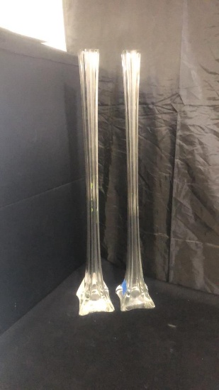 PAIR OF TALL GLASS VASES