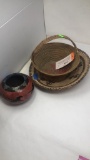 NATIVE AMERICAN STYLE BOWLS AND WOVEN BASKET