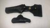 2 BLACK BRAIDED DESIGN LEATHER HOLSTERS