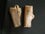 2 VITNAGE BROWN LEATHER HOLSTERS.