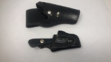 2 BLACK LEATHER HOLSTERS.