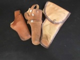 3 USED BROWN LEATHER HOLSTERS