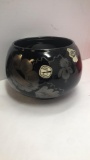 SILVER ON EBONY FENTON GLASS BOWL