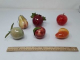 6 MID-CENTURY MODERN ALABASTER STONE FRUITS