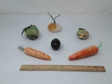 6 6 MID-CENTURY MODERN ALABASTER STONE VEGETABLES