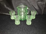 THE JENNIFER #11 MINIATURES GREEN DEPRESSION GLASS