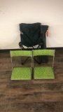 LIGHT GREEN STADIUM CHAIRS AND CAMPING CHAIR