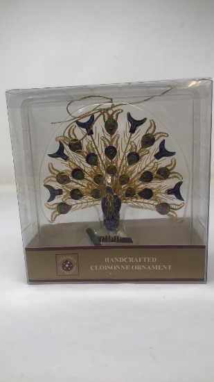 DILLARDS HAND CRAFTED CLOISONNE PEACOCK ORNAMENT