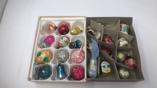 2 BOXES OF VINTAGE EUROPEAN STYLE MINI ORNAMENTS