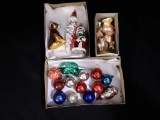5 LARGE 14 SMALL VINTAGE HAND BLOWN GLASS ORNAMENT