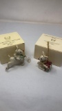 2 LENOX RUDOLPH THE RED-NOSED REINDEER ORNAMENTS