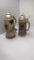 PAIR OF VINTAGE PEWTER LIDDED CERAMIC STEINS