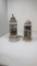 2 VINTAGE GERMAN PEWTER LIDDED CERAMIC STEINS