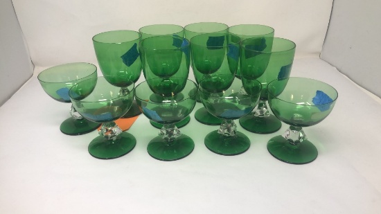 13 PCS GREEN GLASS BRYCE AQUARIUS SET