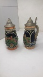 MATCHING PAIR OF VTG GERMAN LIDDED STEINS