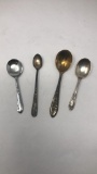 FOUR VINTAGE SIVLER PLATED BABY SPOONS