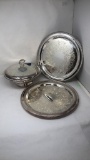 3 PC WM ROGERS SET COVERED DISH AND PLATE