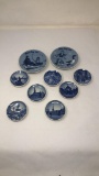 9 BLUE AND WHITE DECORATIVE PLATES