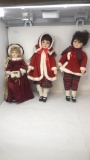 WINTER HOLIDAY PORCELAIN DOLLS QTY3