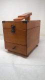 VINTAGE WOOD BOOT BLACK BOX WITH BRUSH