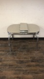 VINTAGE CHROME AND FORMICA TABLE WITH LEAF