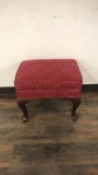 FRENCH PROVINCIAL RED CUSHION FOOT STOOL
