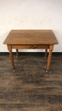 RUSTIC FARM STYLE TABLE W/CASTER