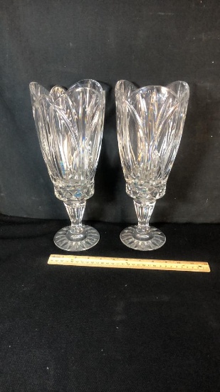 2 VTG GLASS HURRICANE CANDLE HOLDERS