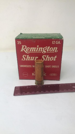 VINTAGE BOX OF REMINGTON 12GA SHUR SHOT.