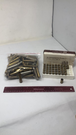 BAG OF MISC BRASS & NICKLE RIFLE & PISTOL CASINGS