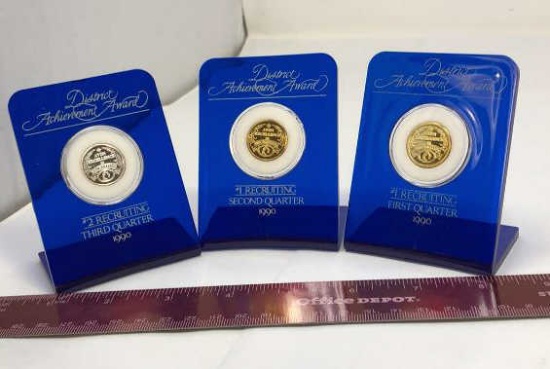 3) .999 SILVER 1/4 TROY OUNCE COINS.