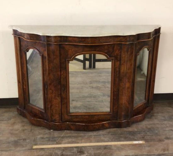 ANTIQUE MARBLE TOP BUFFET/CABINET