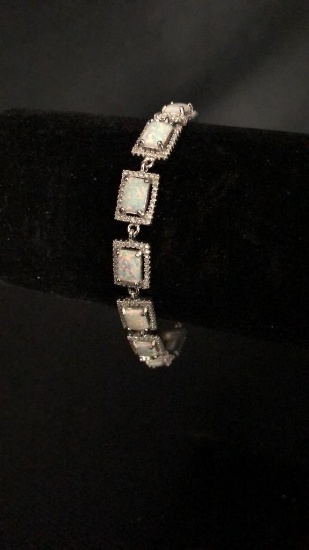 STERLING SILVER & OPAL TENNIS BRACELET