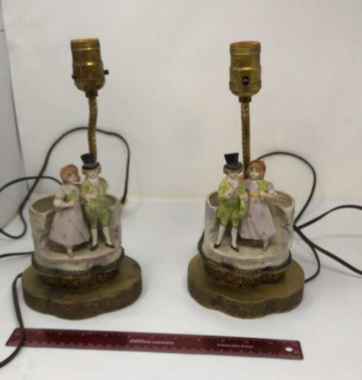 PAIR OF TABLE LAMPS WITH PORCELAIN FIGURINES